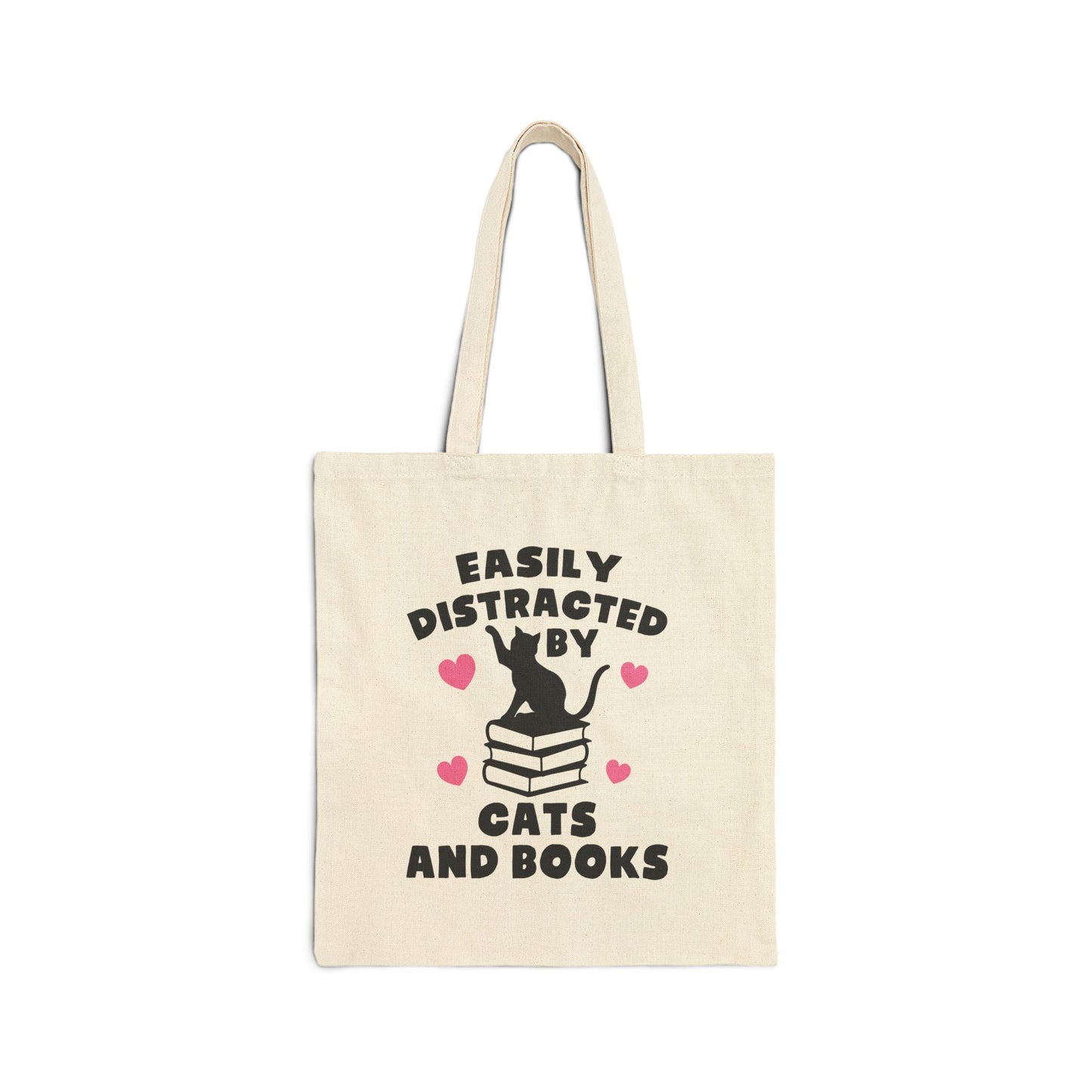 Cats and Books Canvas Tote Bag for Book Lovers